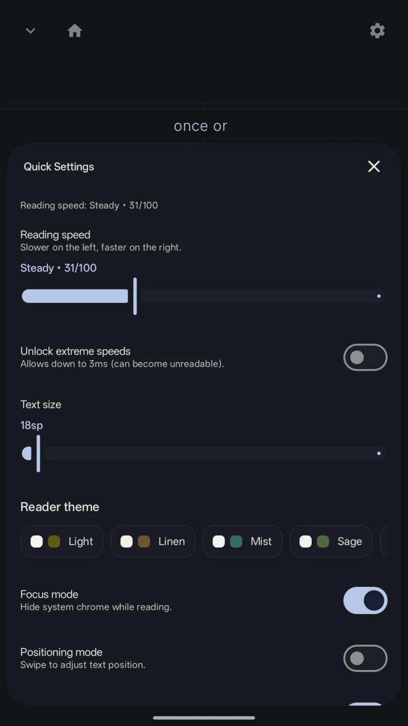 Kairo RSVP settings with profile and timing controls